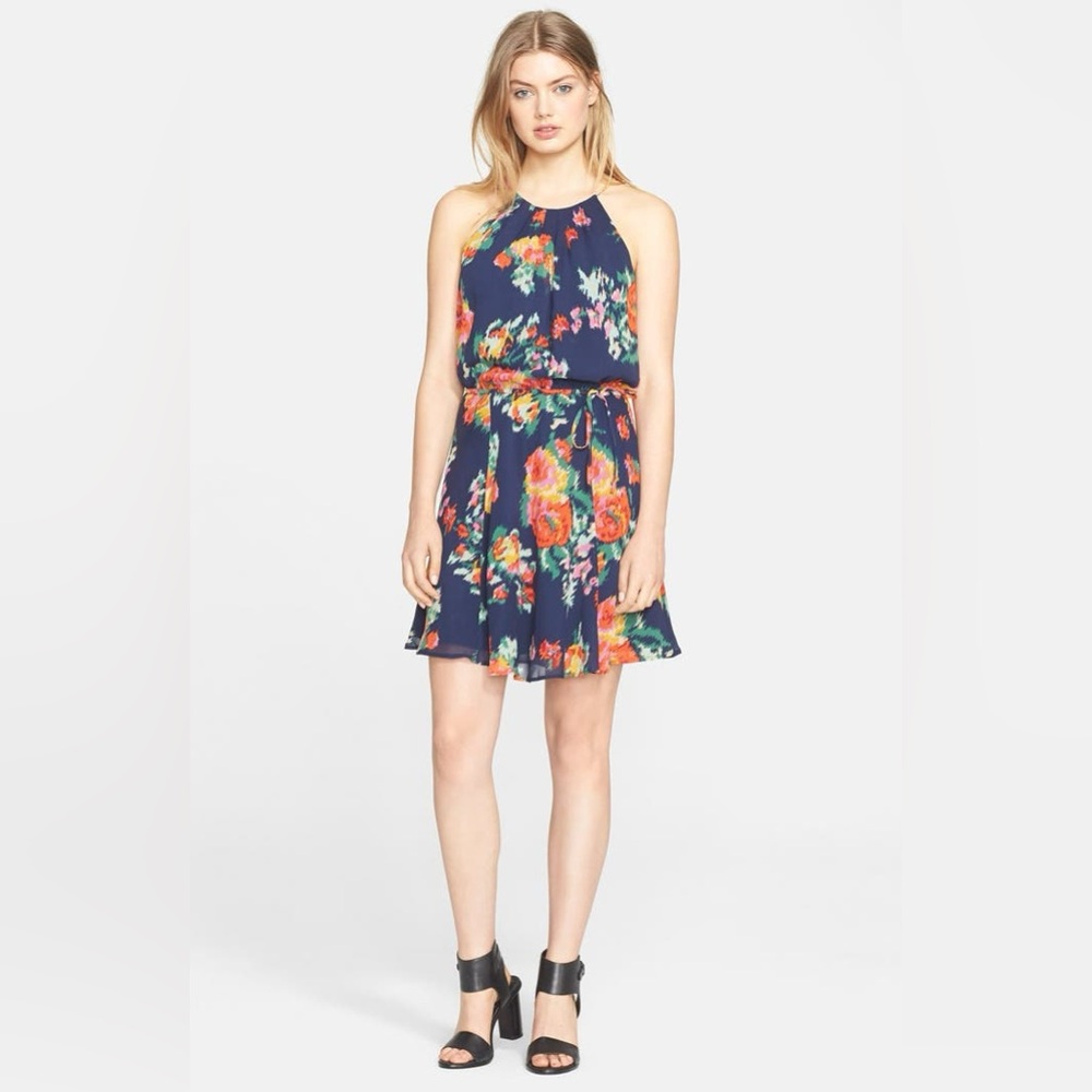 Joie 'Makana' Floral Print Silk Halter Dress size Medium